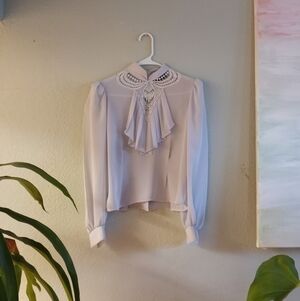 Vintage 80s High Neck Victorian Whimsigoth Gothic Bohemian Romantic Blouse